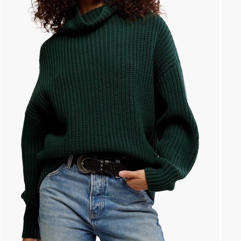 Free People Swim Too Deep Turtleneck Sweater Green